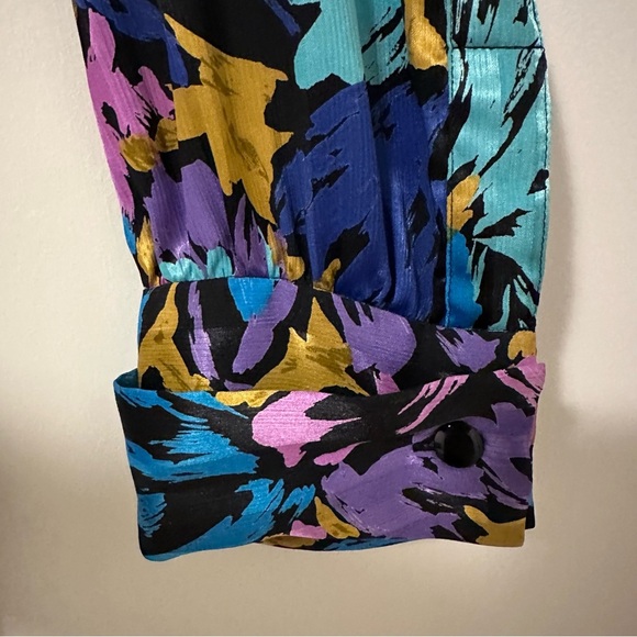 Vintage Yves Saint Laurent Chemisiers YSL 80s/90s colourful floral blouse Medium - Picture 4 of 7